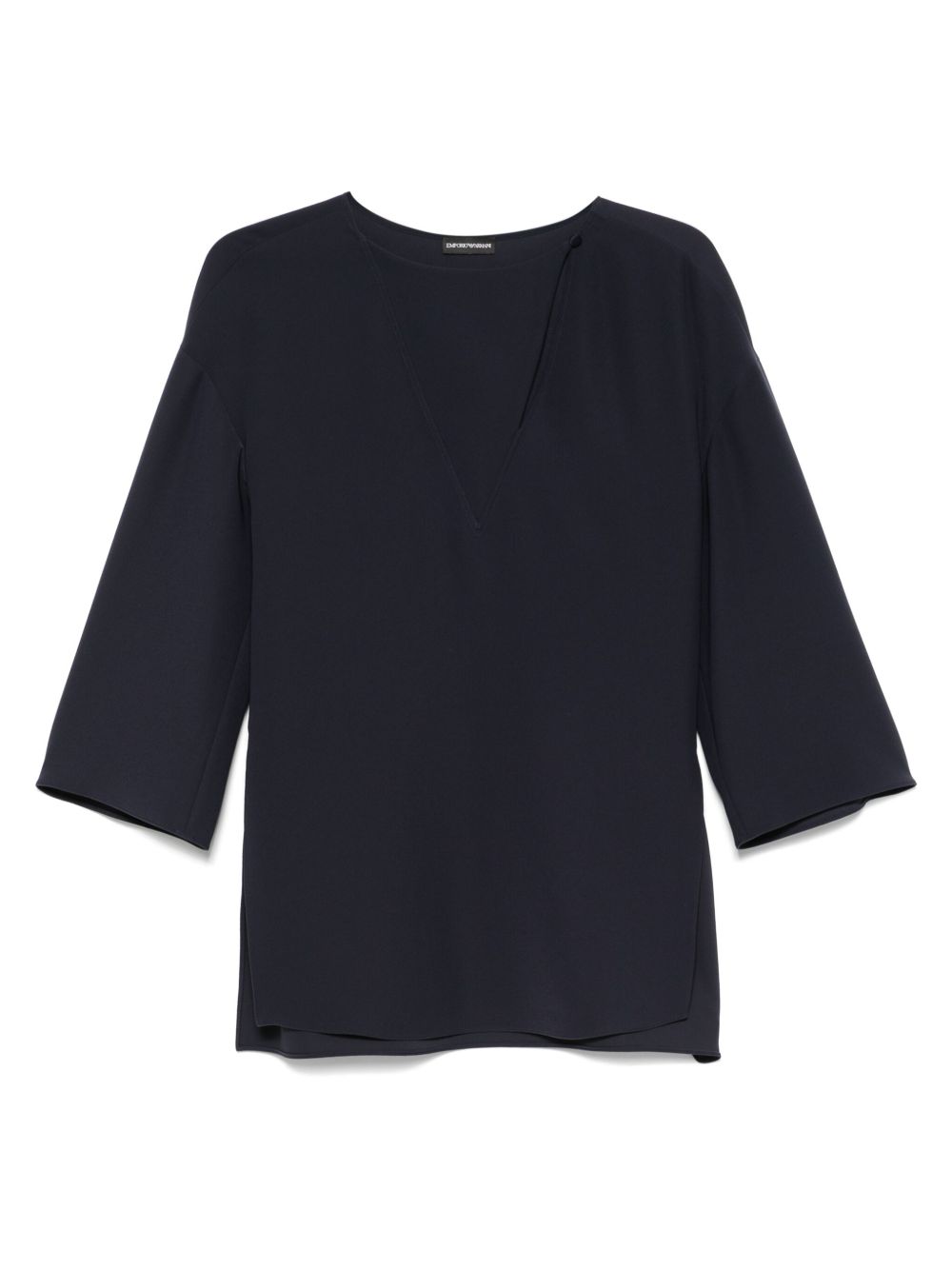 EMPORIO ARMANI Classic Front Button Blouse with Side Slits and Drop Shoulders