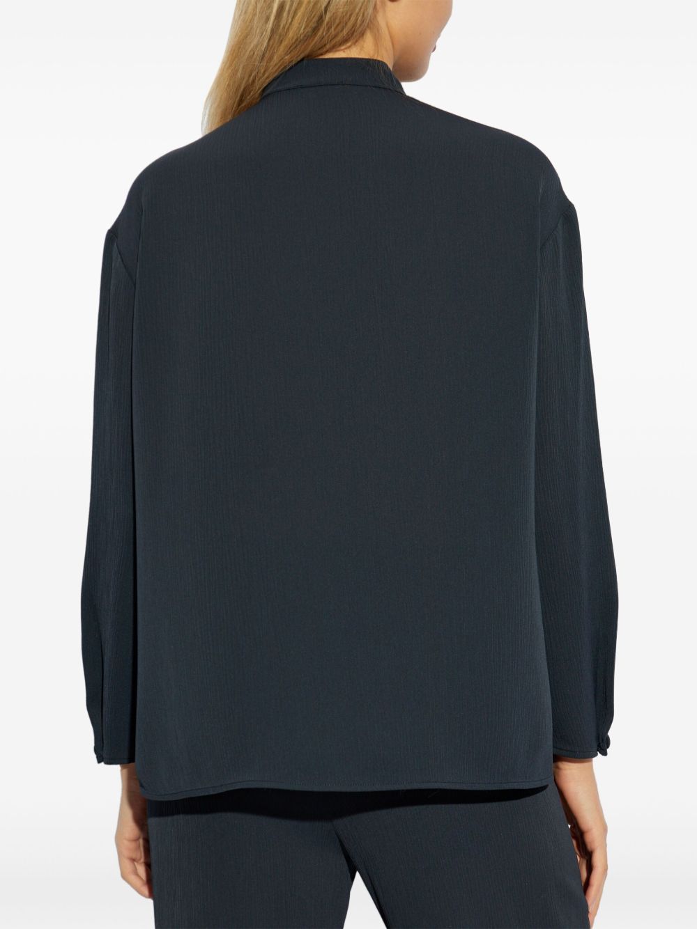 EMPORIO ARMANI Long-Sleeve Shirt with Concealed Button Front and Band Collar