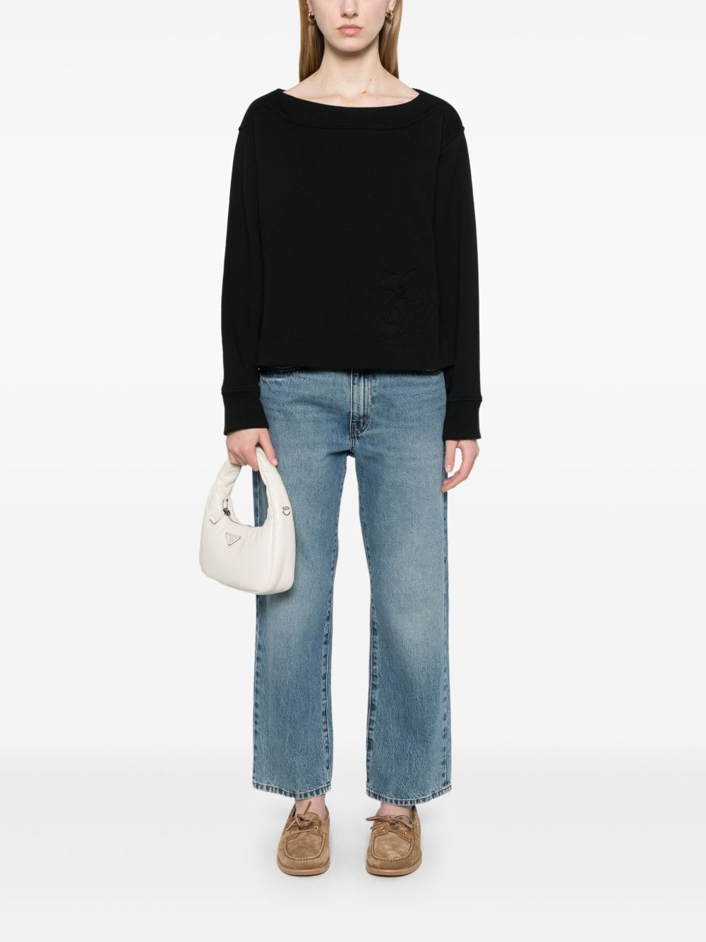 EMPORIO ARMANI Organic Cotton Crew Neck Sweatshirt for Women