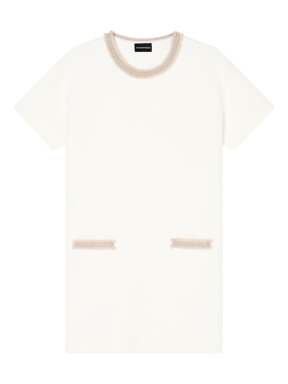 EMPORIO ARMANI Ribbed Texture Fringe Trim Mini Dress for Women