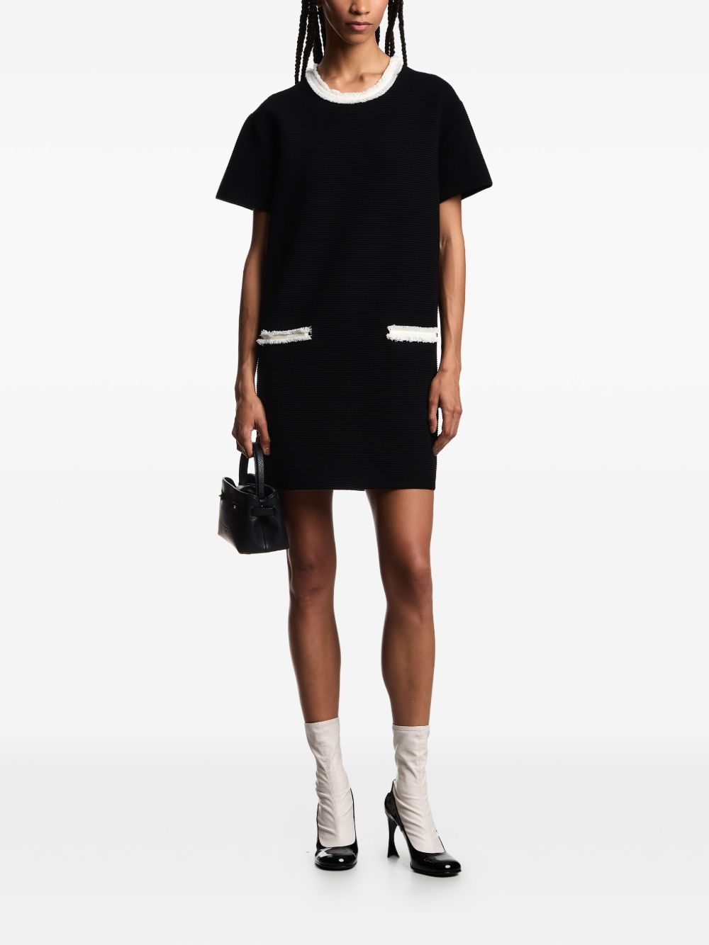 EMPORIO ARMANI Ribbed Short Sleeve Mini Dress