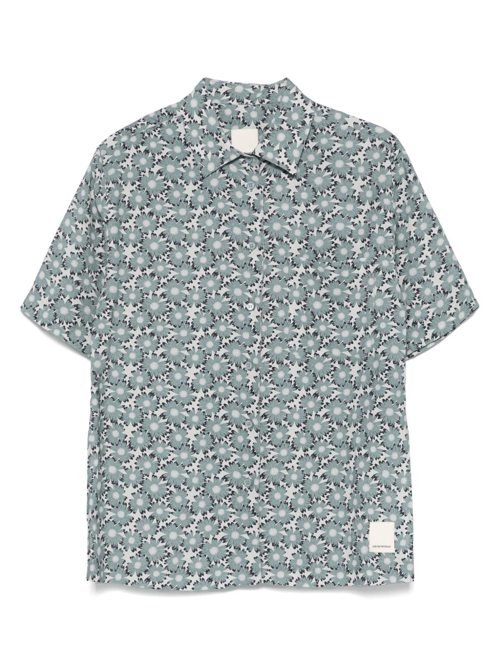 EMPORIO ARMANI Printed Linen Blend Shirt with Chest Pocket