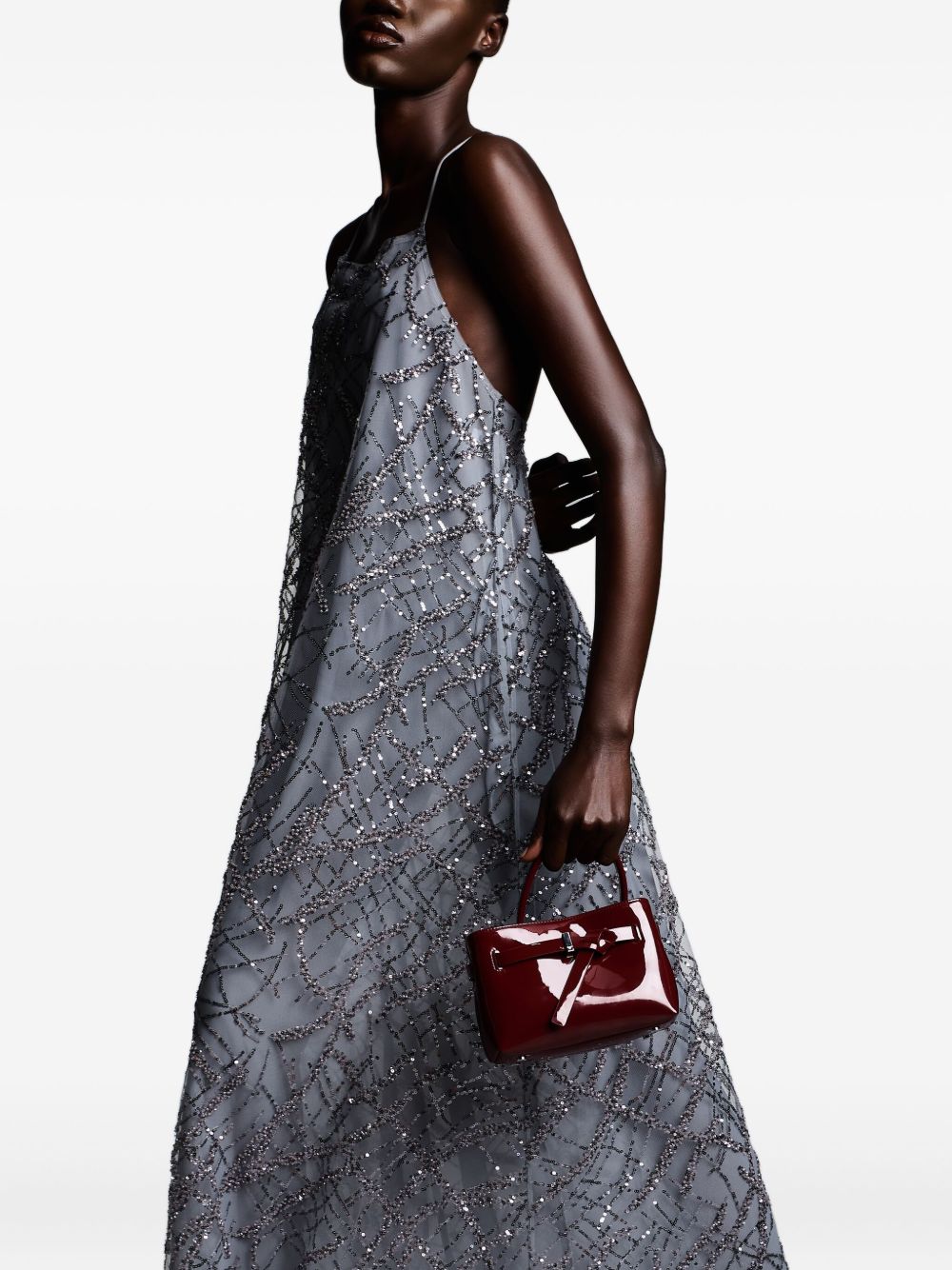 EMPORIO ARMANI Sequin A-Line Dress with Spaghetti Straps - Size S