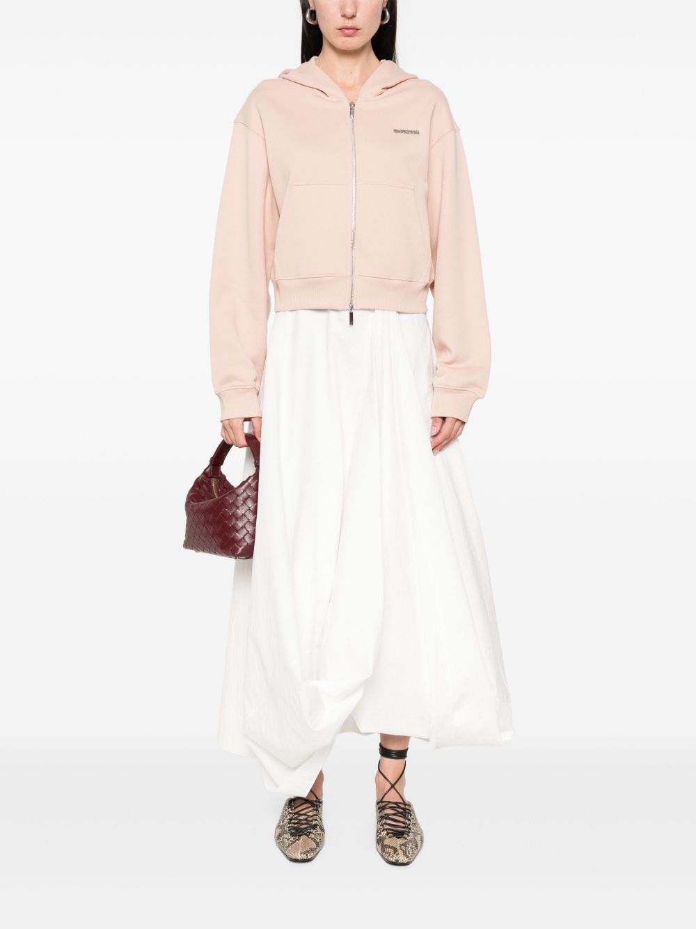 EMPORIO ARMANI Zipped Hoodie with Drop Shoulders for Women