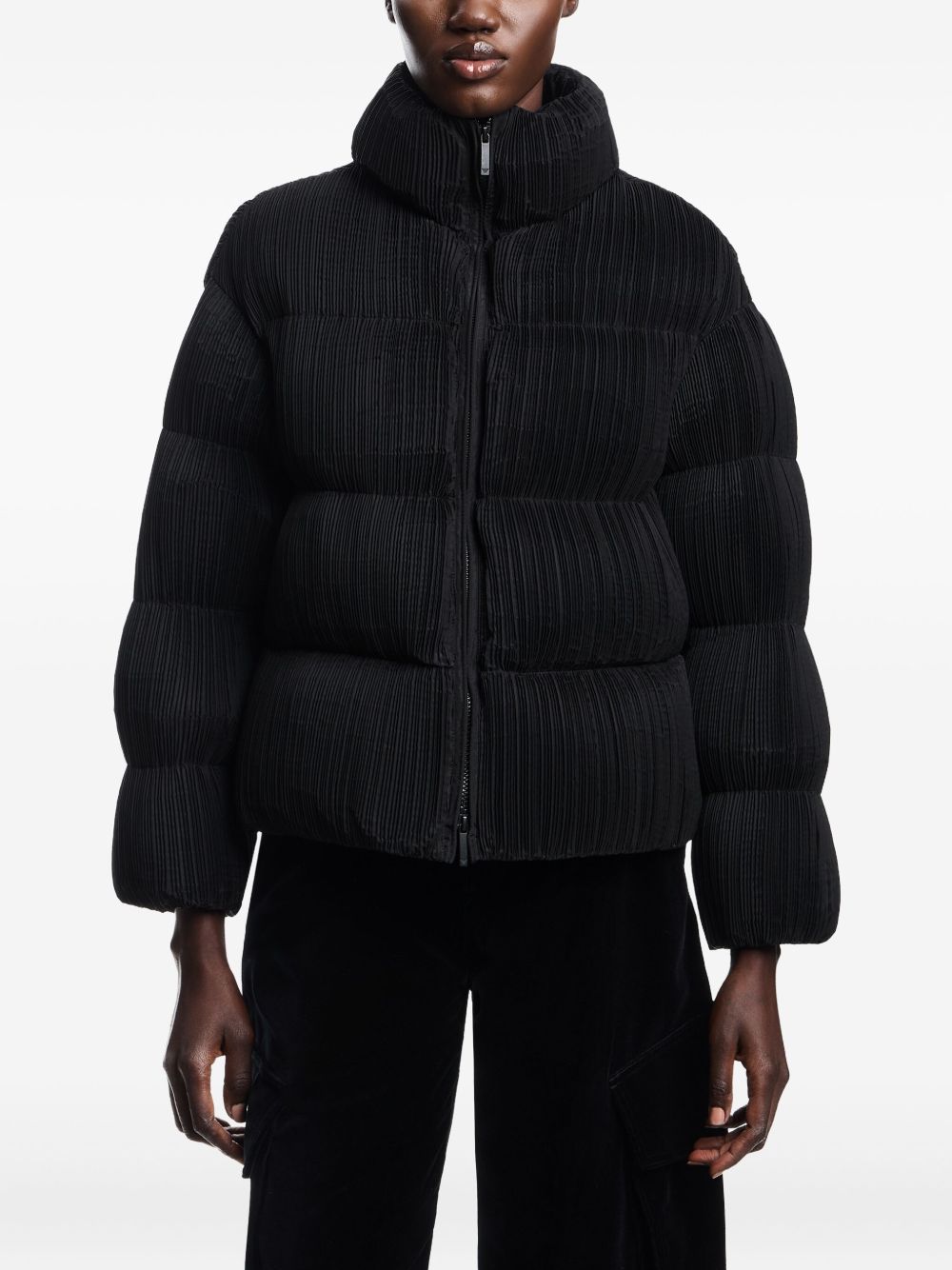 EMPORIO ARMANI Short Down Jacket with Pleated Design for Women
