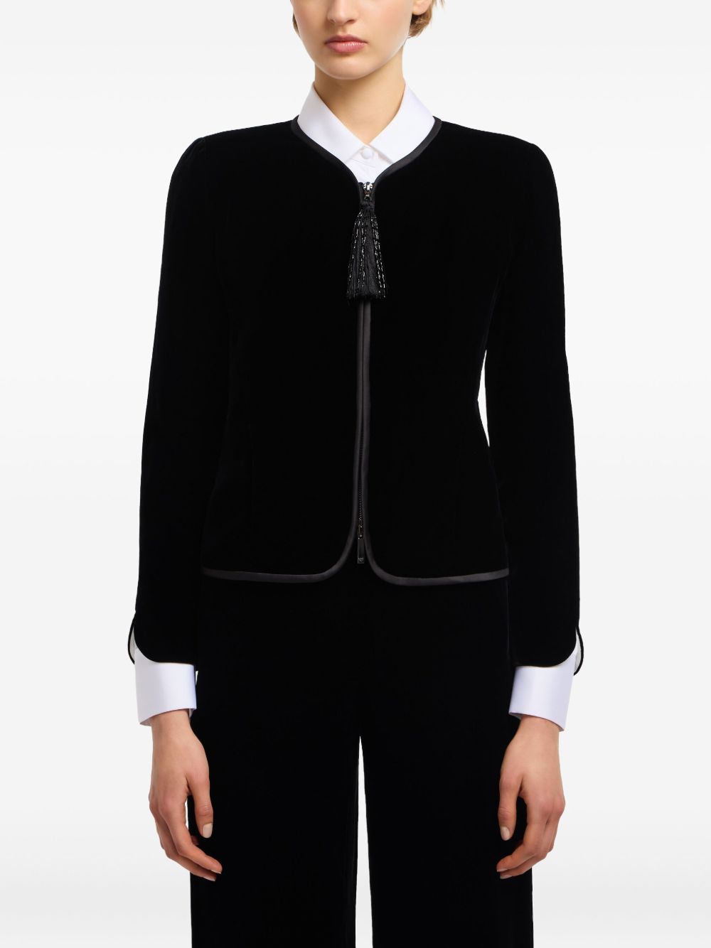 EMPORIO ARMANI Mini Fabric Jacket with Satin Trim