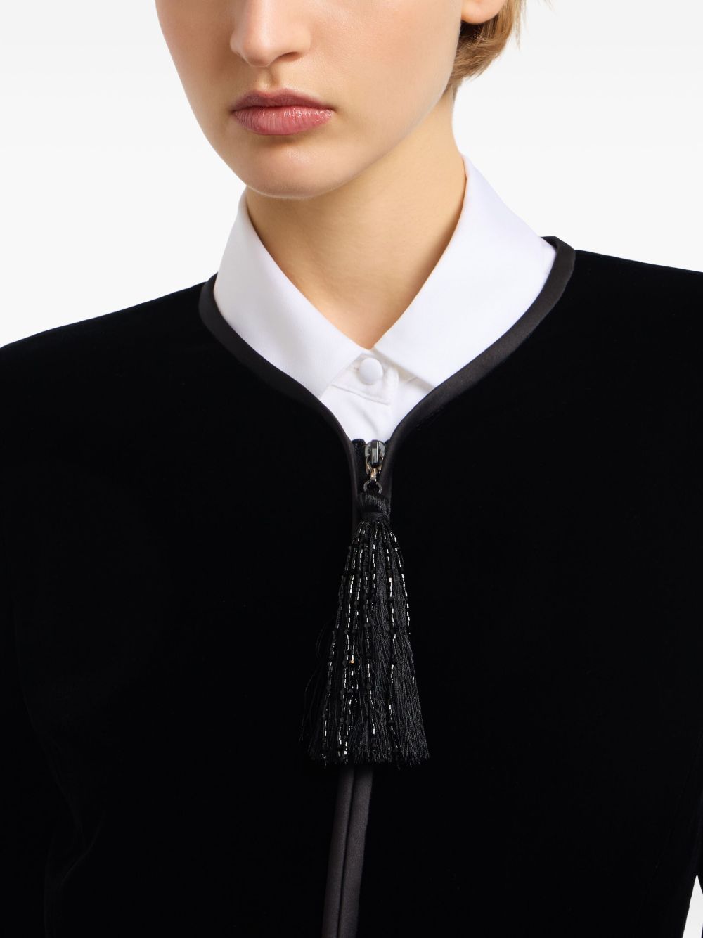 EMPORIO ARMANI Mini Fabric Jacket with Satin Trim