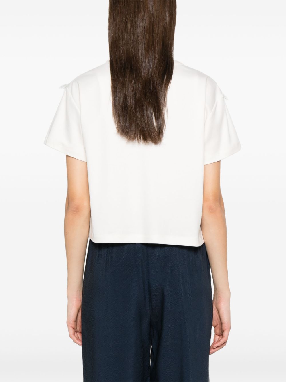 EMPORIO ARMANI Cotton T-Shirt with Embroidered Logo for Women - SS25