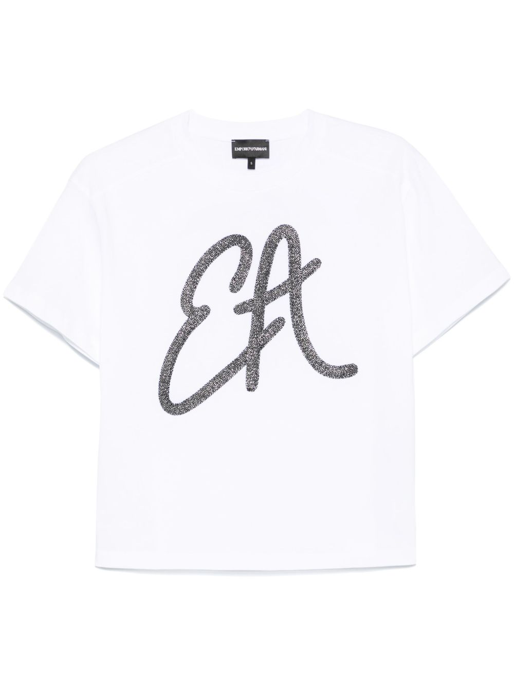 EMPORIO ARMANI Logo Cotton T-Shirt with Short Side Slits for Women