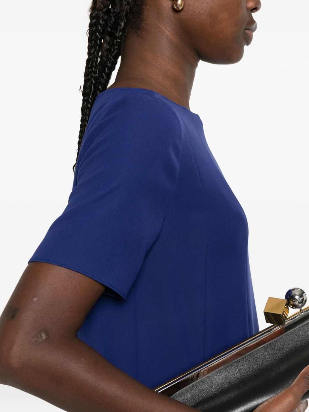 EMPORIO ARMANI Women's Flared Mini Dress with Short Sleeves and Boat Neck