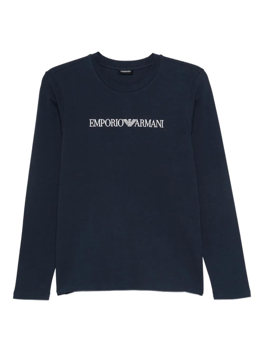 EMPORIO ARMANI Long Sleeve Cotton Blend Underwear with Embroidered Logo