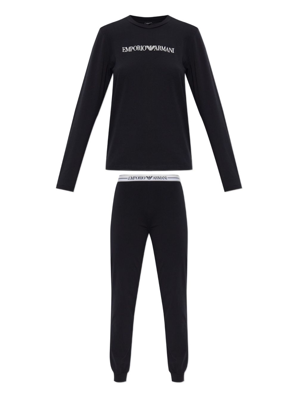 EMPORIO ARMANI Embroidered Cotton Blend Long Sleeve Set