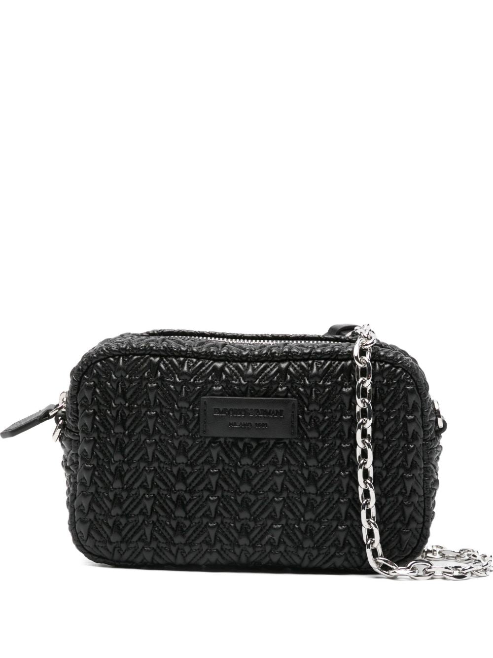 EMPORIO ARMANI Chevron Pattern Crossbody Handbag with Chain Strap