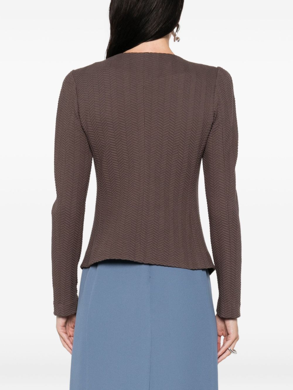 EMPORIO ARMANI Chevron Pattern Cotton Blend Blazer Jacket