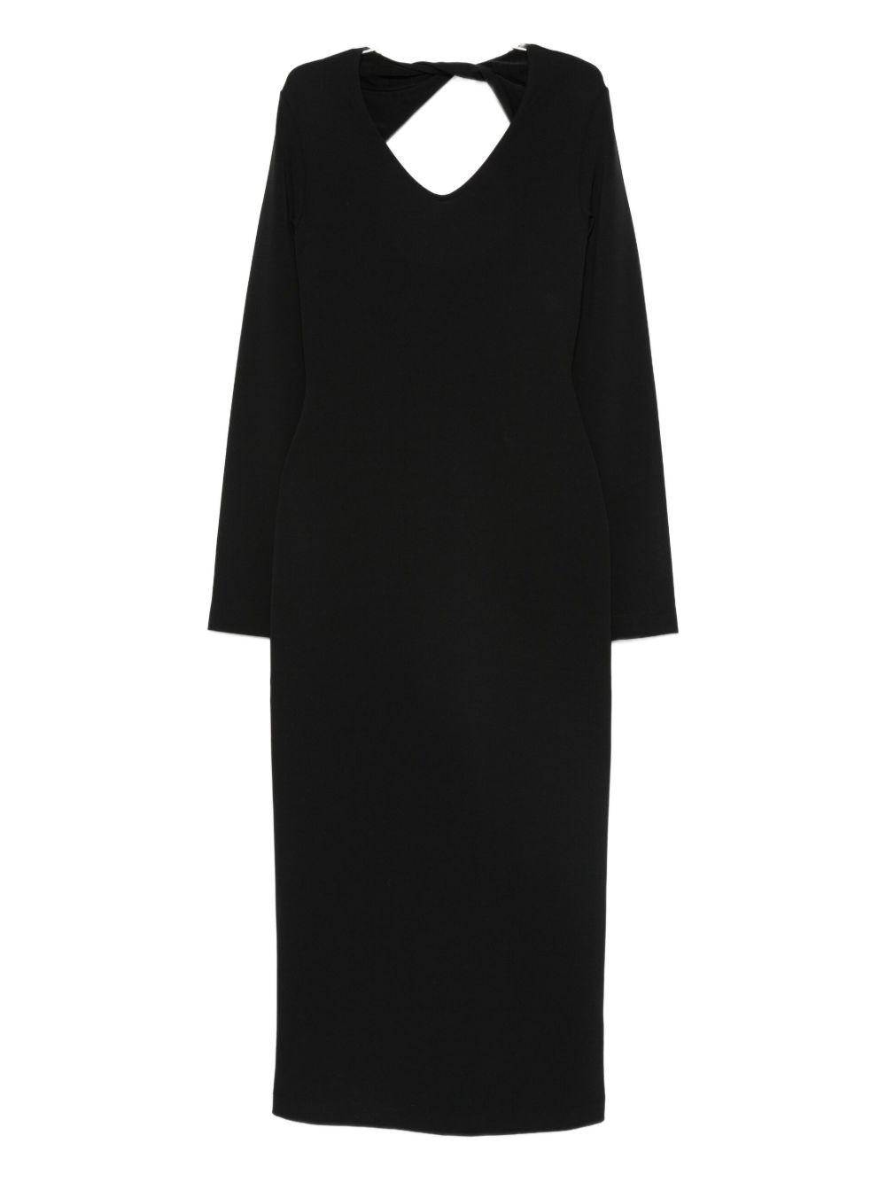 EMPORIO ARMANI Elegant Long Dress with Knot Detail and Keyhole Neckline