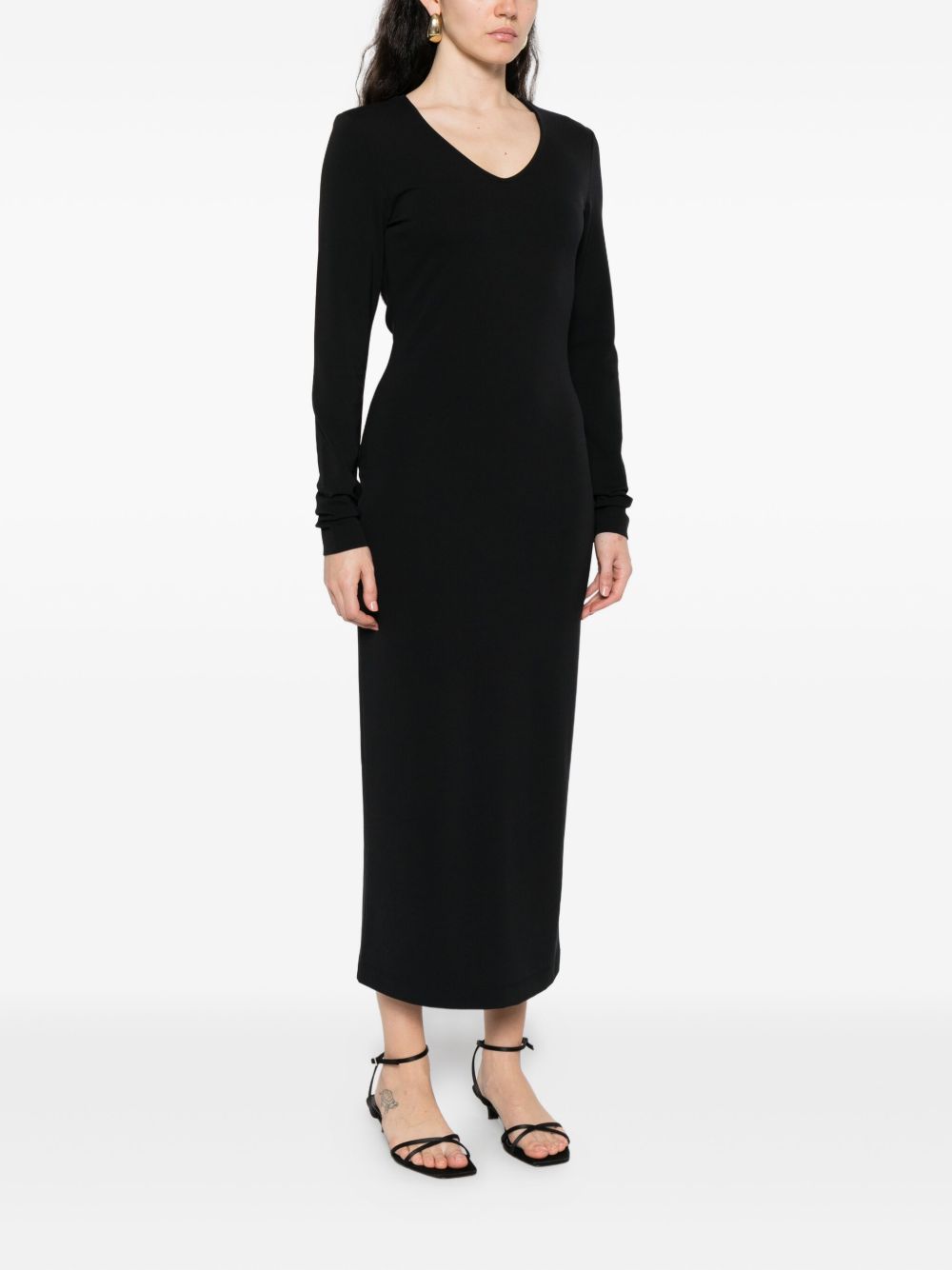 EMPORIO ARMANI Elegant Long Dress with Knot Detail and Keyhole Neckline