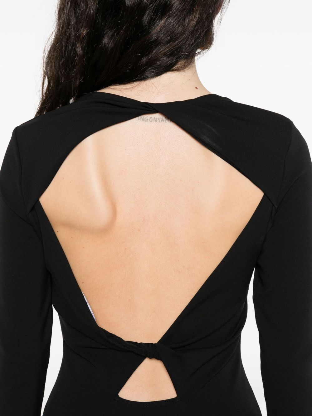 EMPORIO ARMANI Elegant Long Dress with Knot Detail and Keyhole Neckline