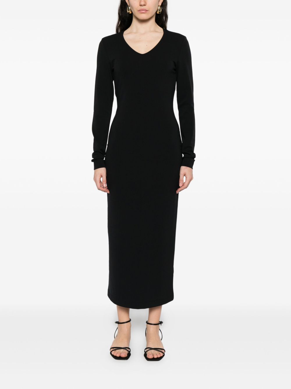 EMPORIO ARMANI Elegant Long Dress with Knot Detail and Keyhole Neckline