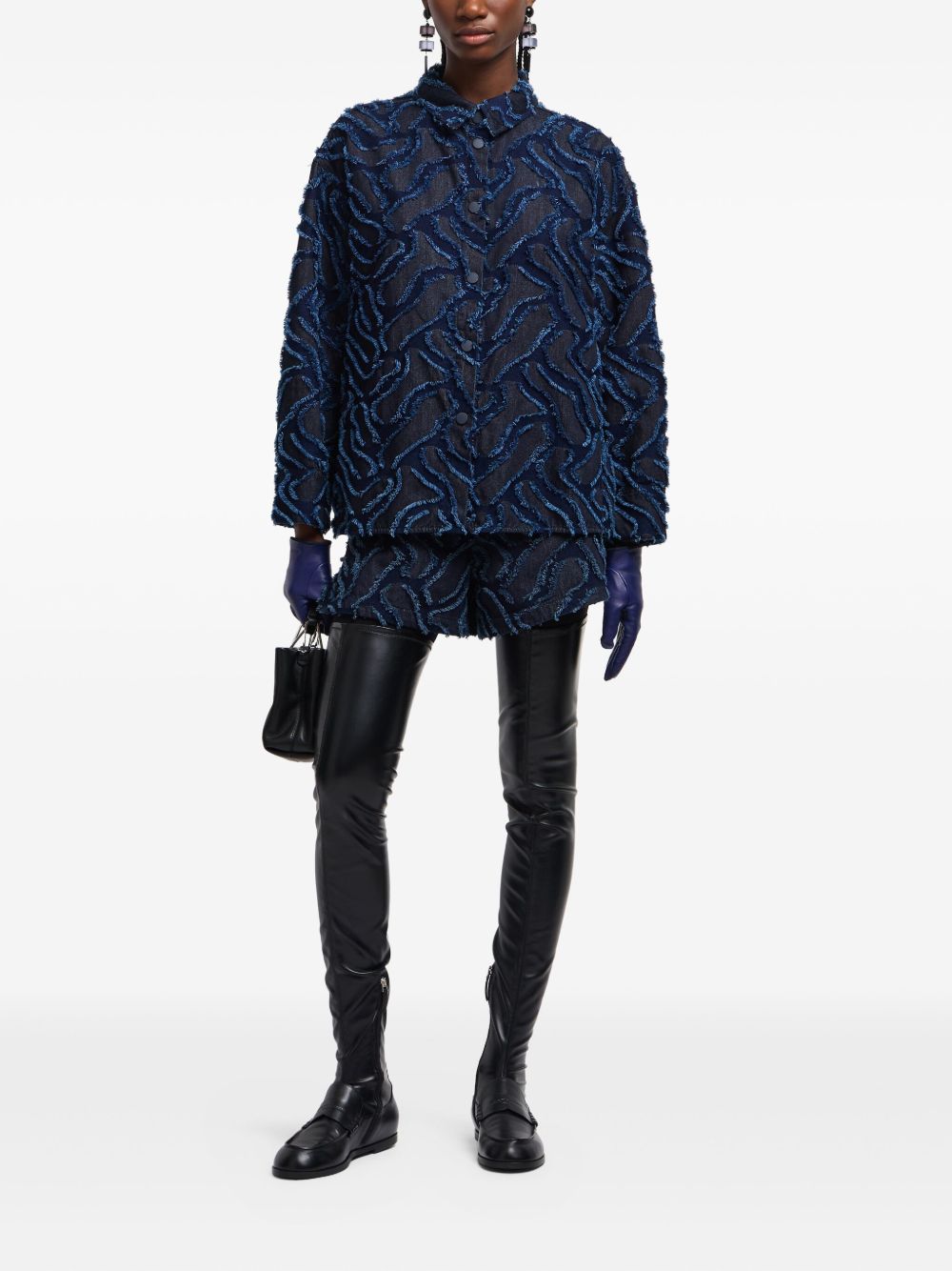 EMPORIO ARMANI Frayed Pattern Cotton Jacket for Women