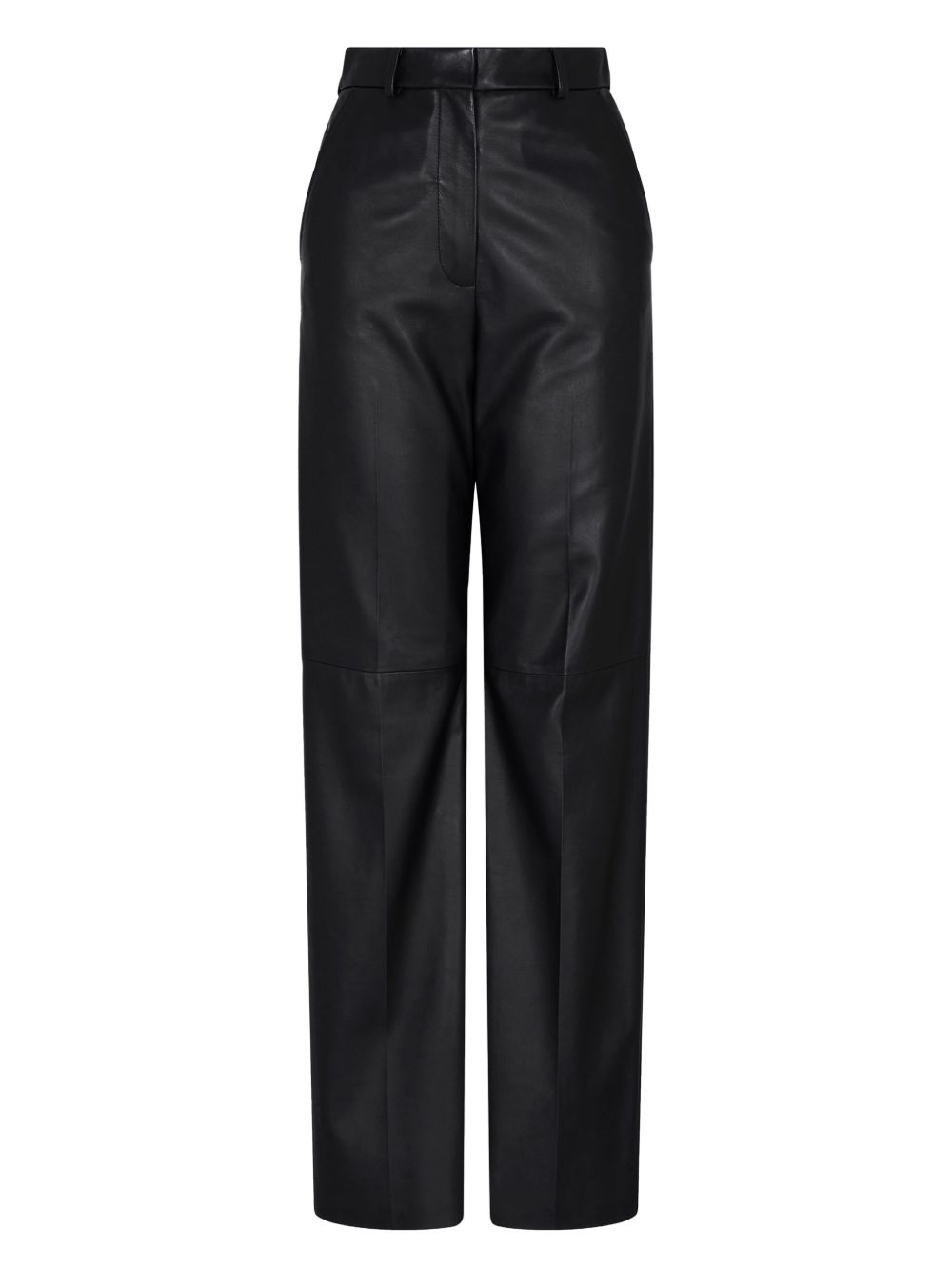 EMPORIO ARMANI High Waist Flared Leg Leather Trousers