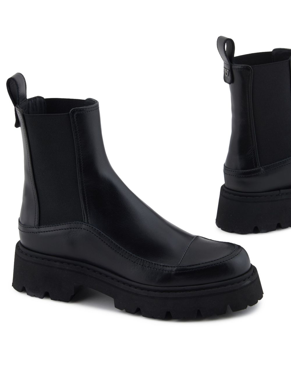 EMPORIO ARMANI Women's Leather Chelsea Boots with Platform Sole