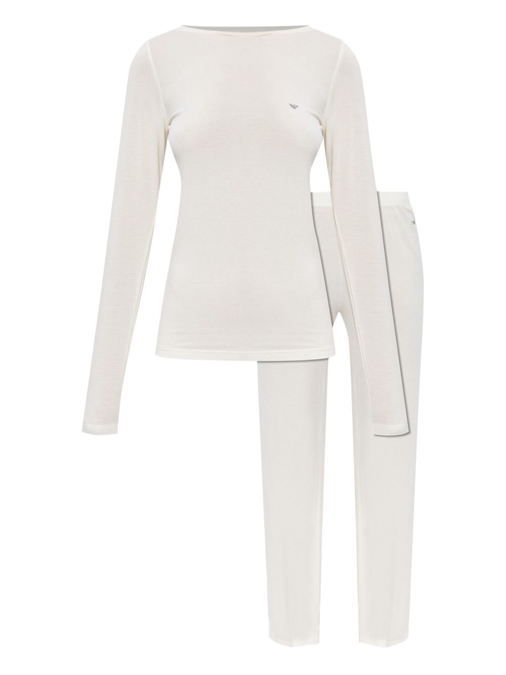 EMPORIO ARMANI Silk Long Sleeve Top with Logo Detail