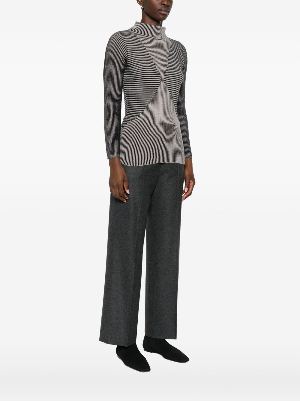 EMPORIO ARMANI Striped Knit Top for Women - FW25 Collection