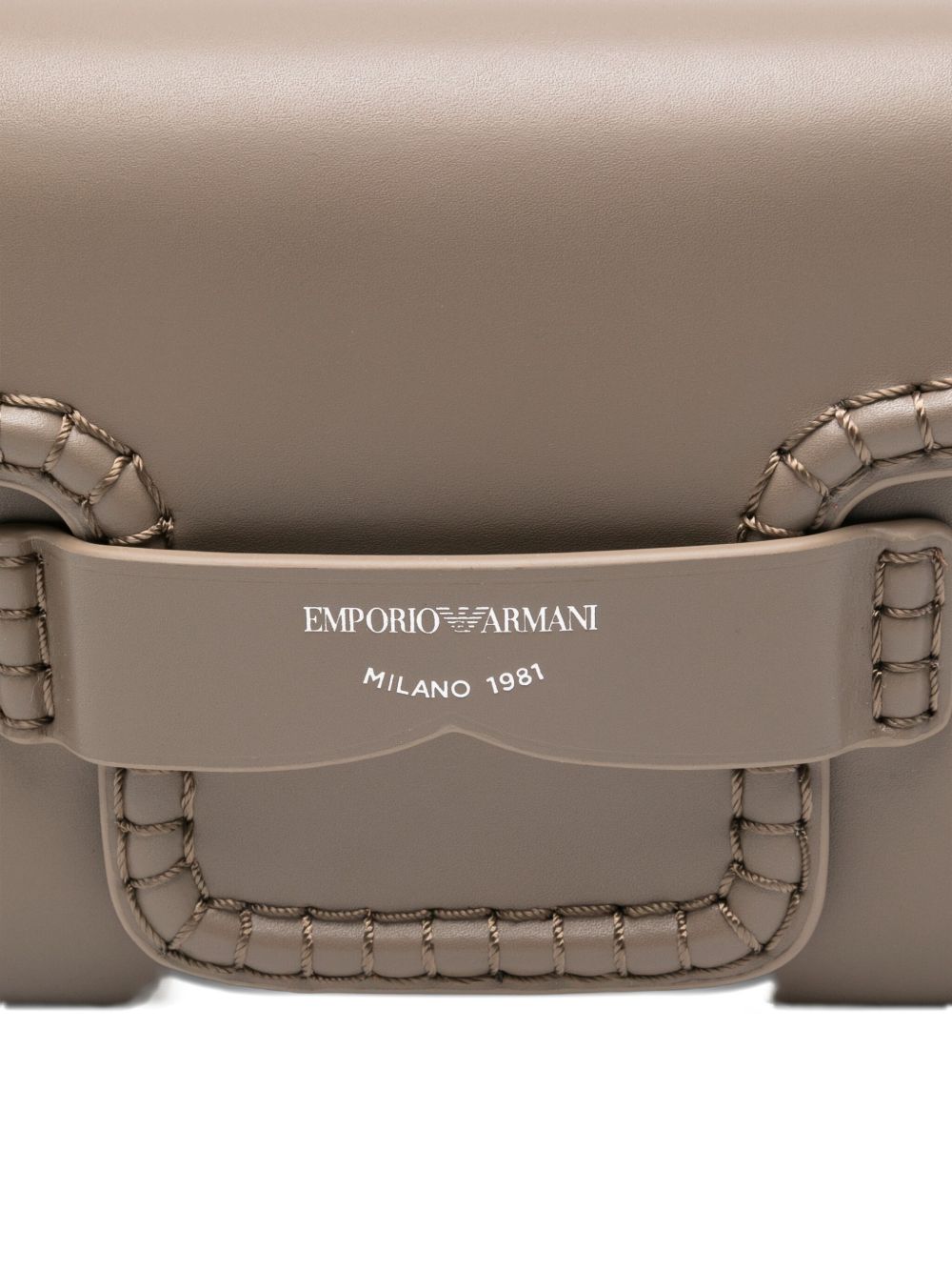 EMPORIO ARMANI Leather Shoulder Handbag with Braided Trim - Mini