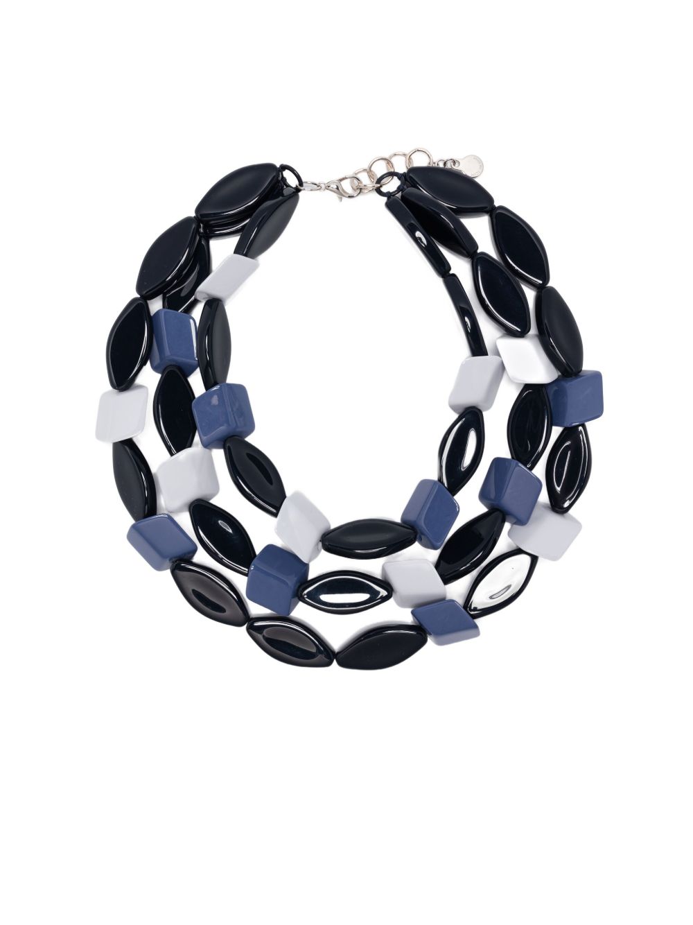 EMPORIO ARMANI Multi-Chain Design Necklace with Oval and Square Shape Beads