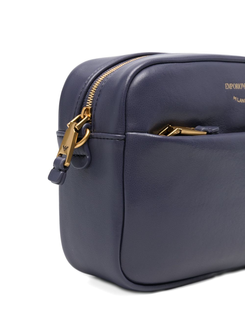 EMPORIO ARMANI Leather Top Zip Handbag with Adjustable Shoulder Strap