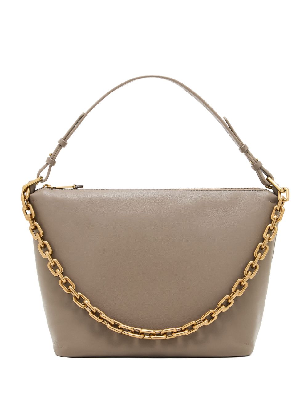 EMPORIO ARMANI Medium Leather Hobo Handbag with Gold-Tone Chain