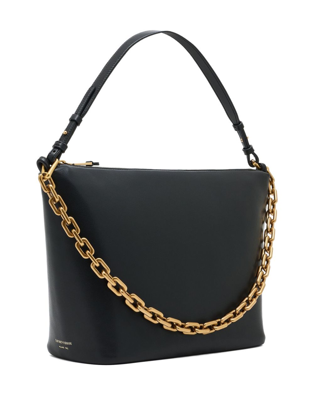 EMPORIO ARMANI Medium Chain Soft Leather Hobo Handbag