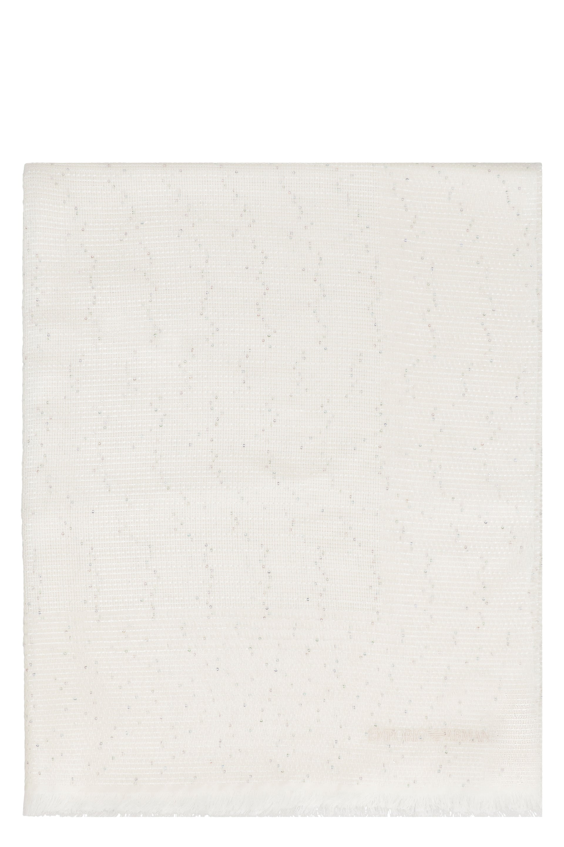 EMPORIO ARMANI Wool Blend Scarf with Fringed Edges - 180x75 cm