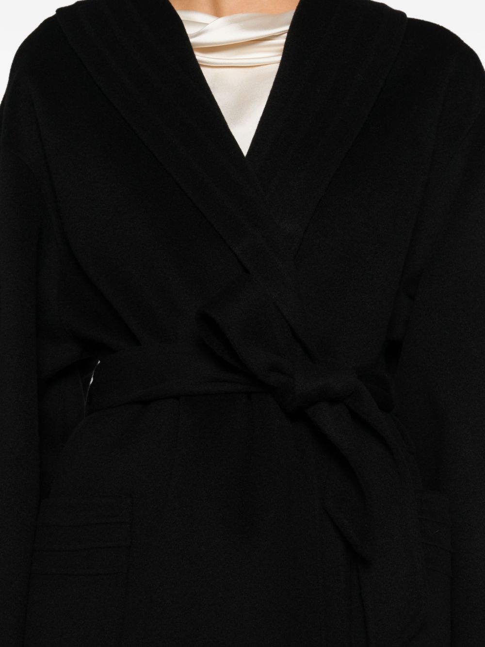 EMPORIO ARMANI Belted Pockets Long Sleeve Scarf with Lapels