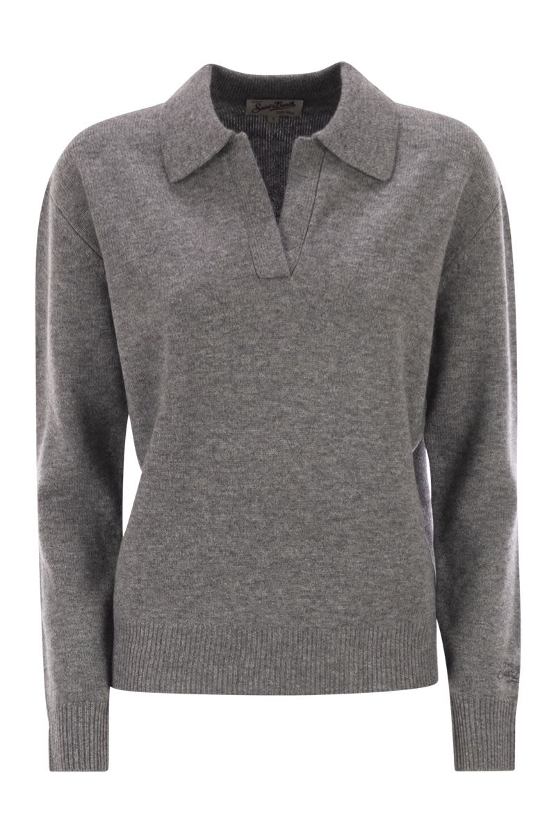 MC2 SAINT BARTH Women's Classic V-Neck Polo Neck Jumper