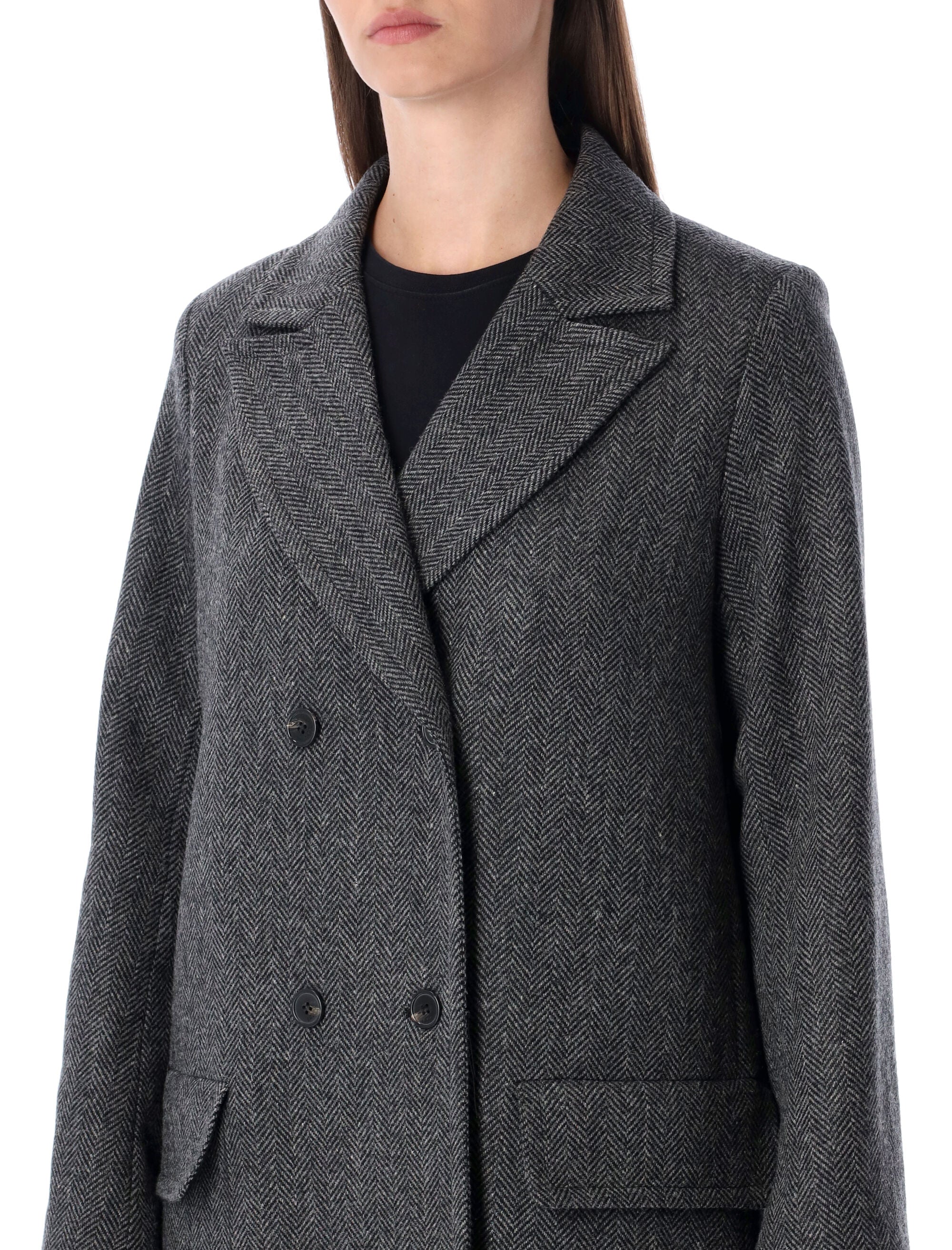 A.P.C. Ginny Wool Double-Breasted Knee-Length Jacket