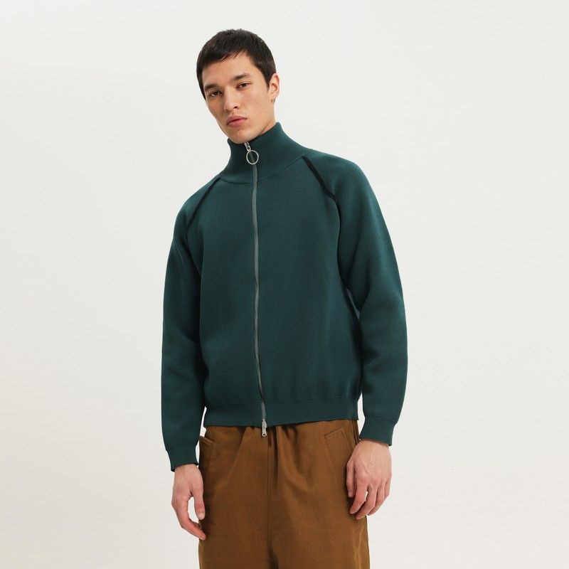 1989 Studio Men's Raglan Sweater with High Neck and Zip Closure