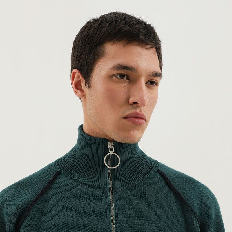 1989 Studio Men's Raglan Sweater with High Neck and Zip Closure