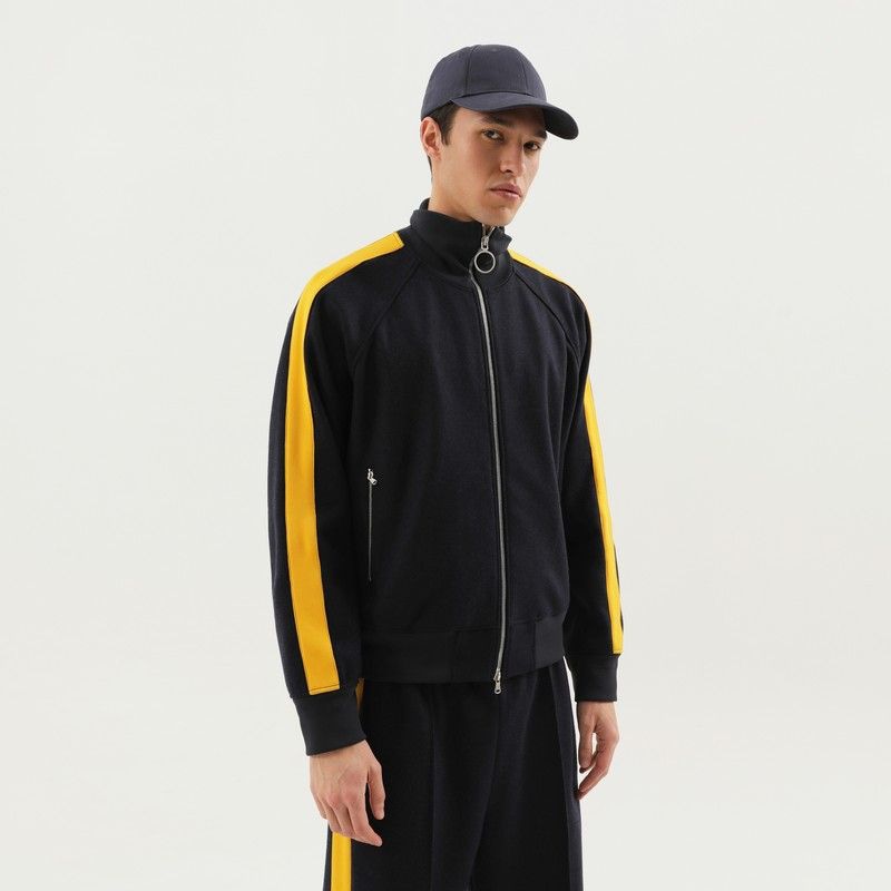 1989 STUDIO High Neck Wool Jacket with Side Stripes