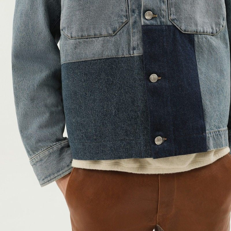 1989 STUDIO Patchwork Design Denim Jacket for Men