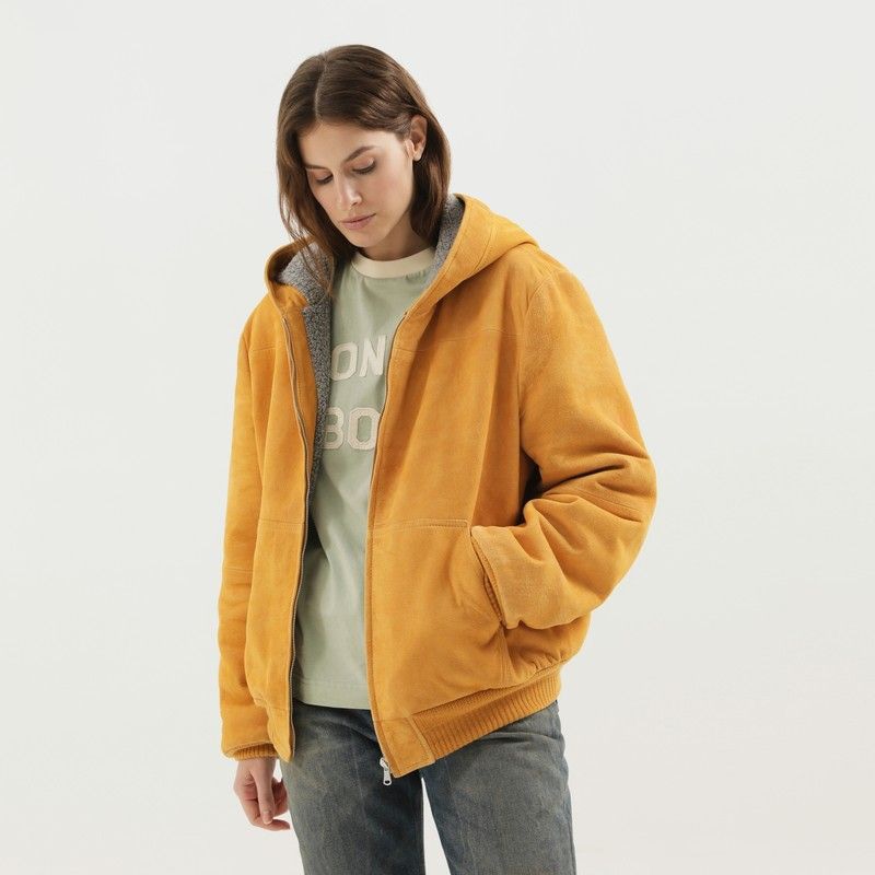 1989 Studio Women's Suede Hoodie with Shearling Lining