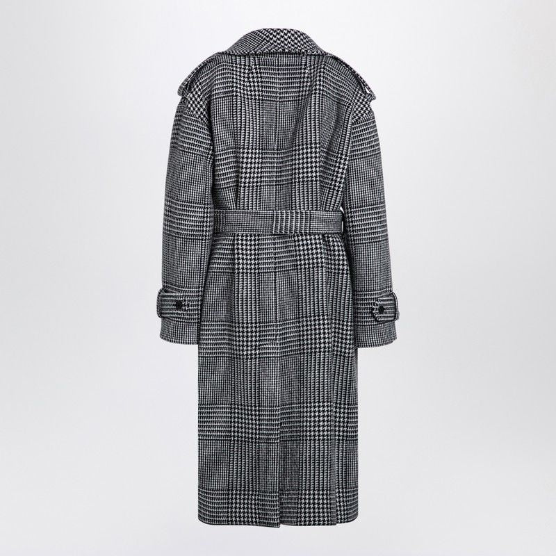 DOLCE & GABBANA Houndstooth Wool Checkered Design Double-Breasted Jacket