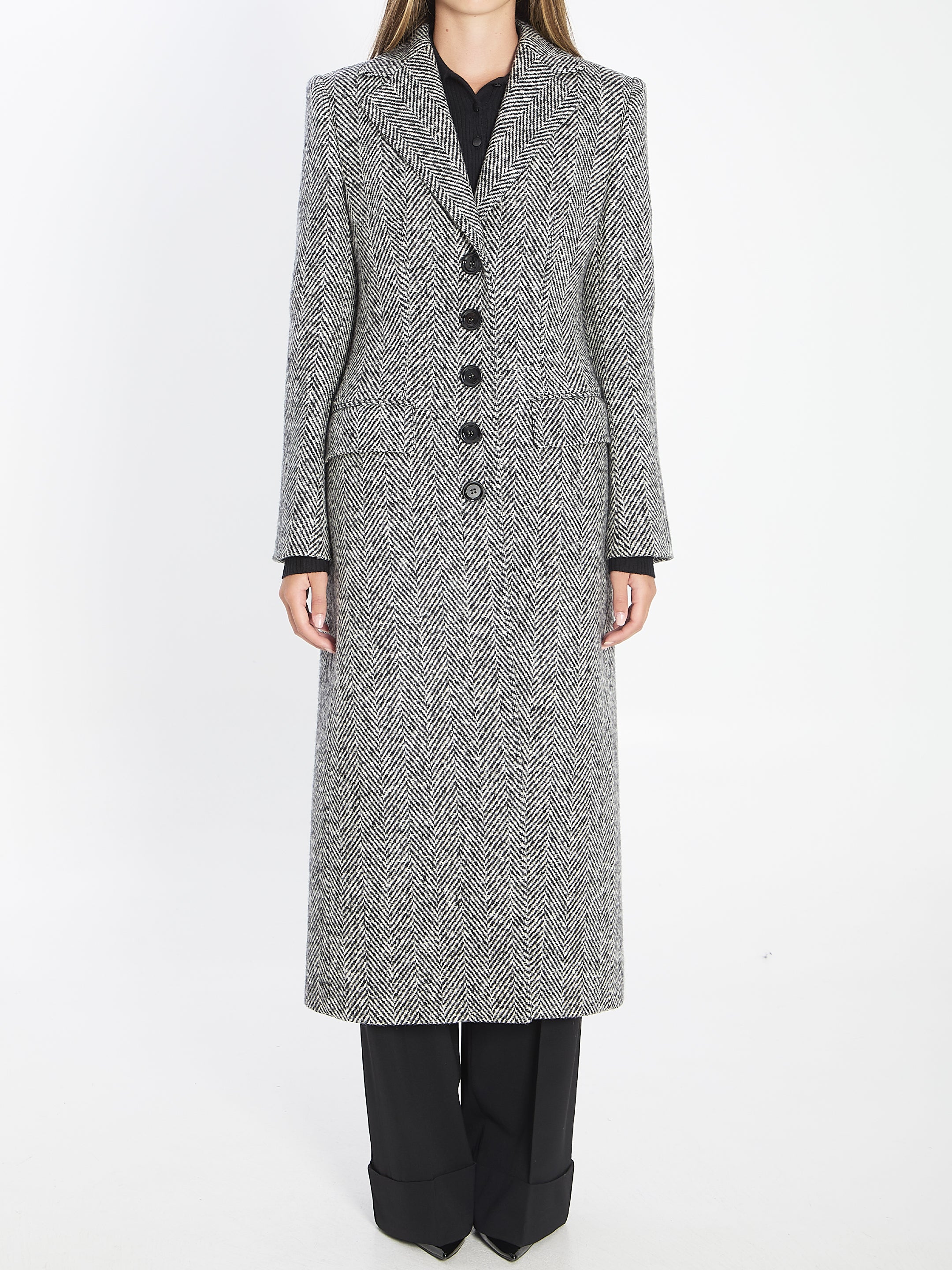 DOLCE & GABBANA Herringbone Buttoned Jacket for Women