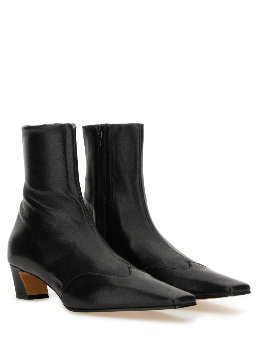 KHAITE Mini Leather Ankle Boots
