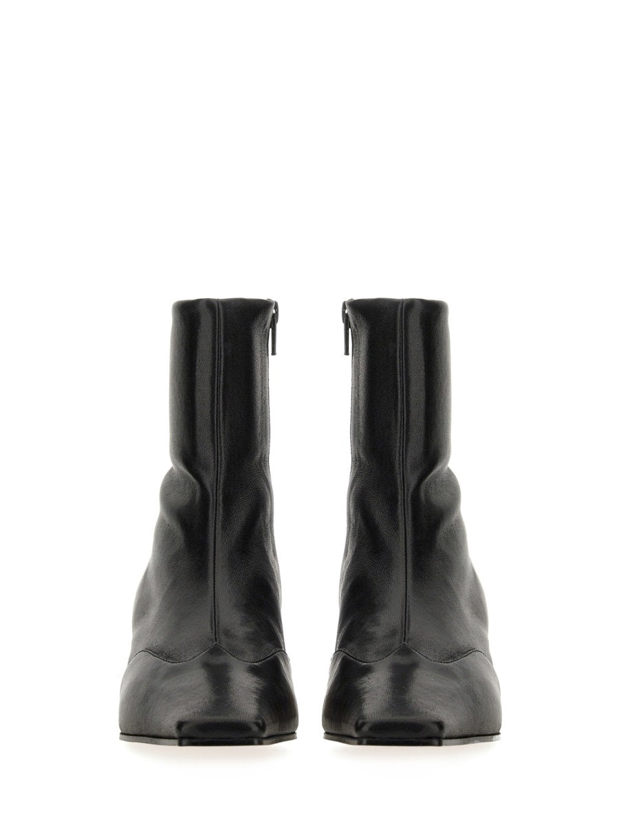 KHAITE Mini Leather Ankle Boots