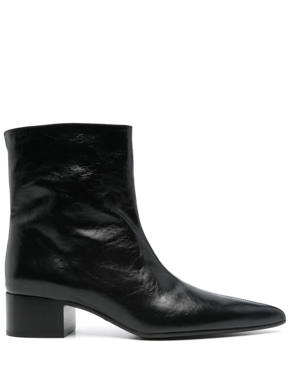 KHAITE Mini Ankle-Length Leather Boots with Low Block Heel