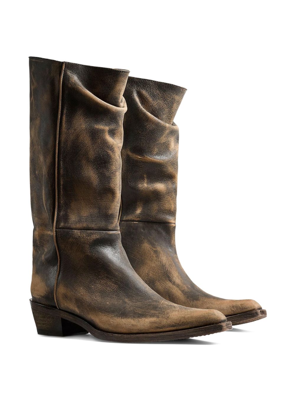 KHAITE Slouchy Pointed Toe Leather Boots