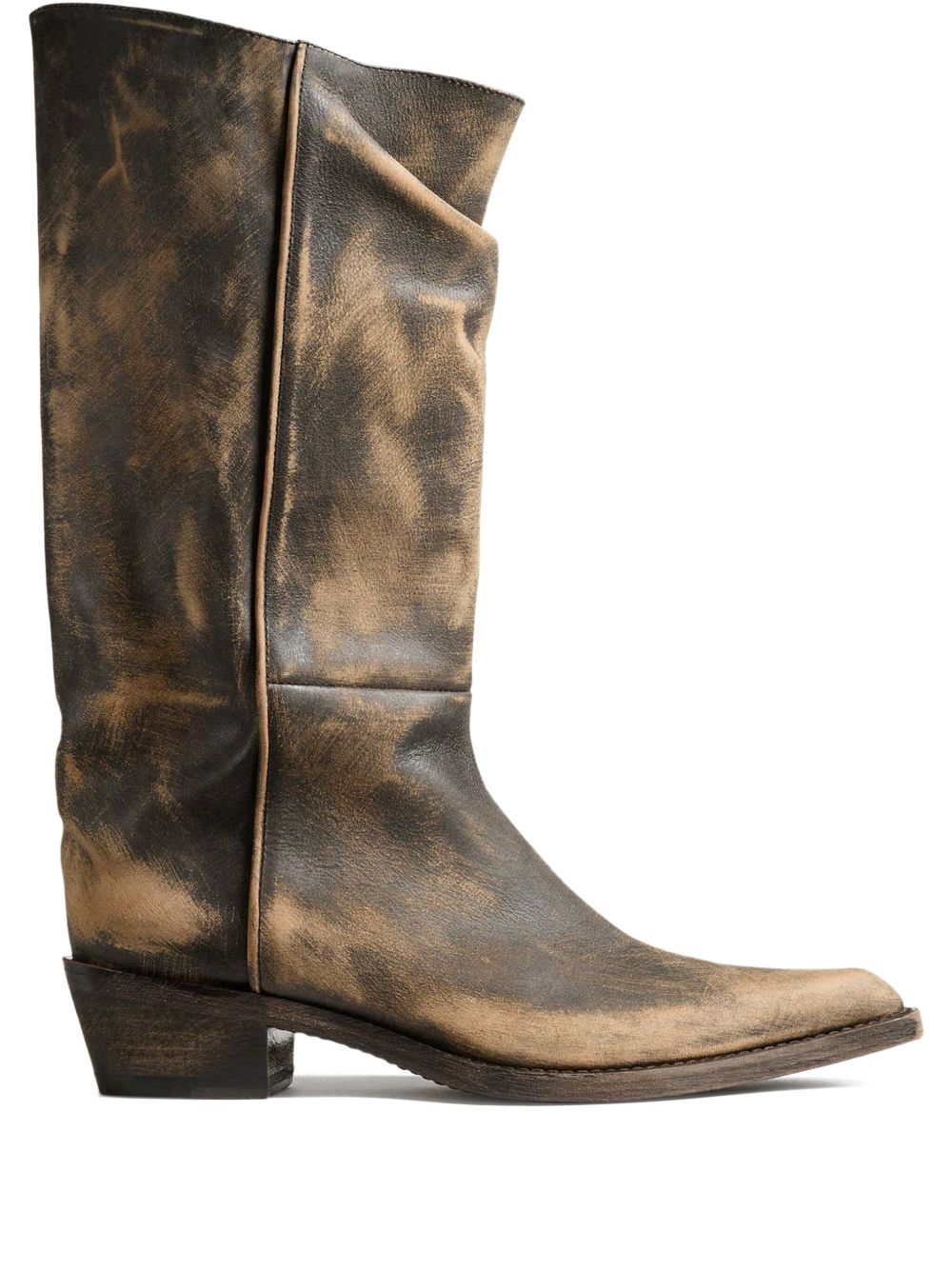 KHAITE Slouchy Pointed Toe Leather Boots