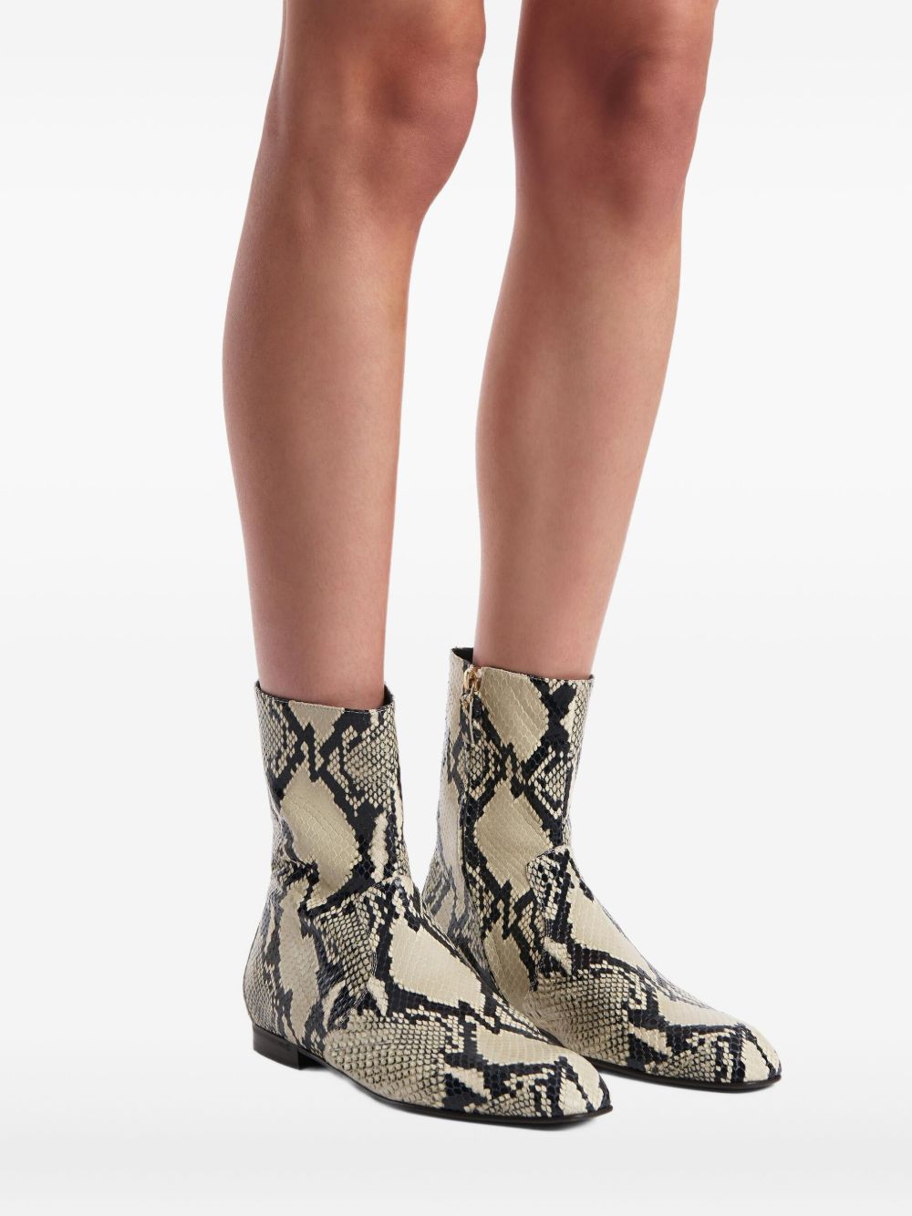 KHAITE Leather Snakeskin Pattern Boots for Women