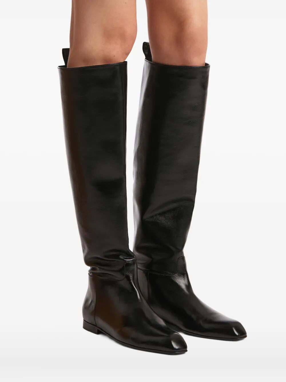 KHAITE Knee-High Riding Boots with Glossy Finish